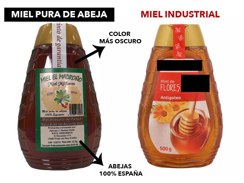 miel pura de abeja vs industrial